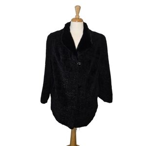 Vintage Faux Fur 1950s Mobwife Quiet Luxury Jacket Coat Size XL Warm Cozy